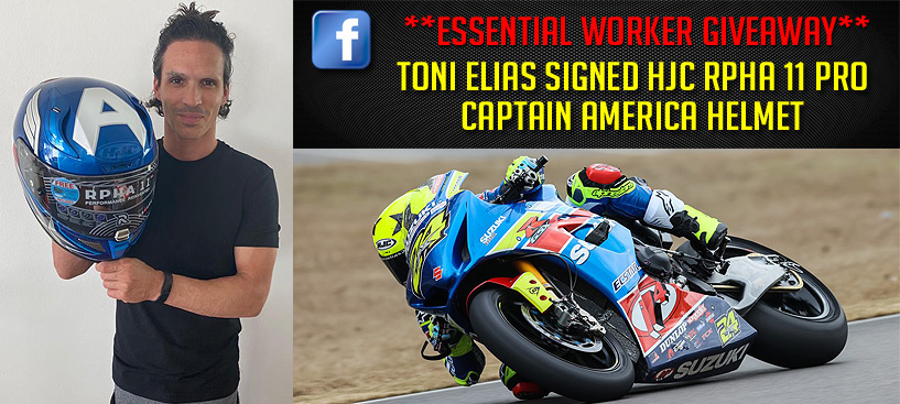 Essential Worker Toni Elias Signed HOJ RPHA 11 Pro Captian America Helmet Giveaway