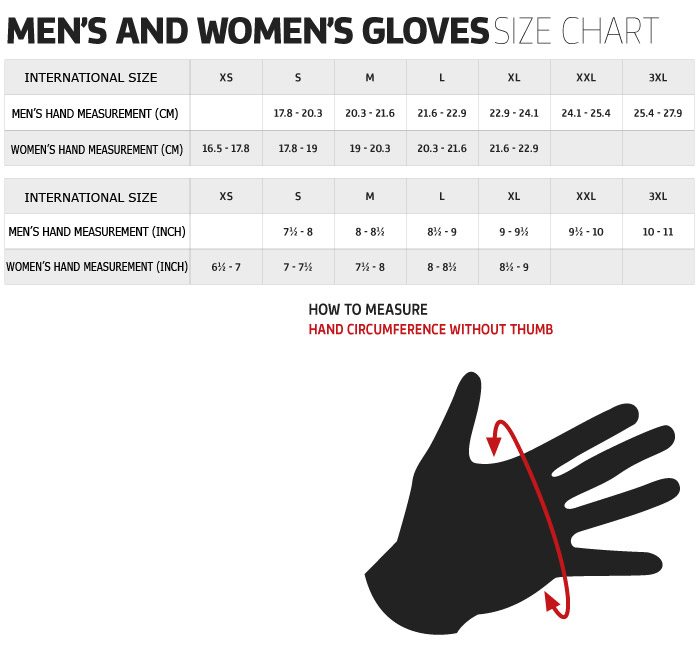 Size Chart For Women S Gloves