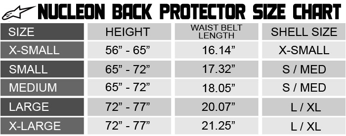 Alpinestars Motorcycle Jacket Size Chart