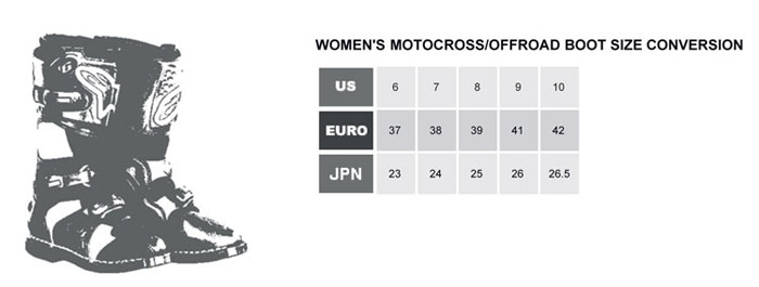 Alpinestars Women's Offroad Boots Size Chart