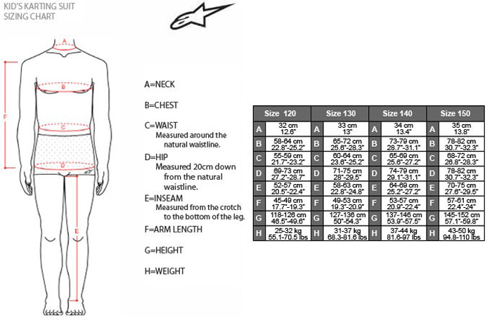 Alpinestars Youth Race Suit Size Chart