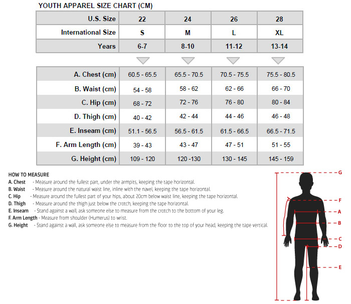 youth jersey size chart