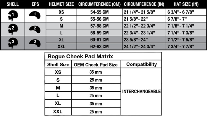 Mx Helmet Size Chart