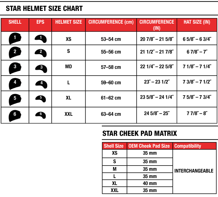 Star Size Chart