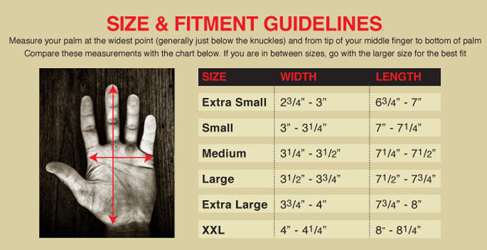 Biltwell Glove Size Chart