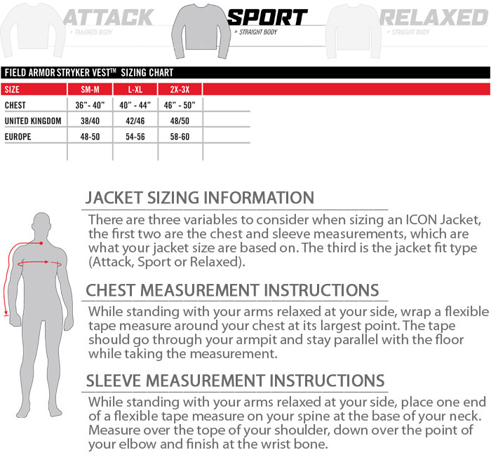 Icon Stryker Vest Size Chart