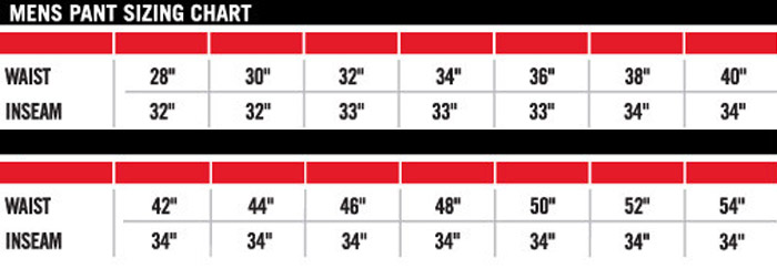 Icon Men's Pants Size Chart