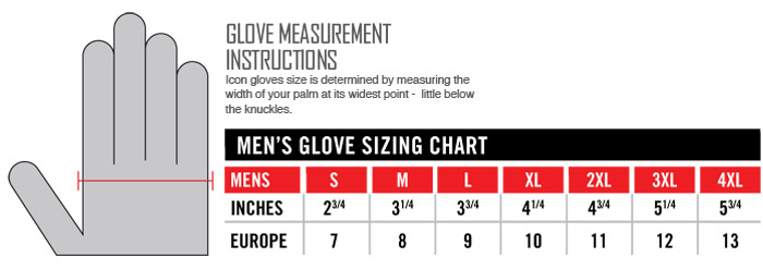 Icon Gloves Size Chart