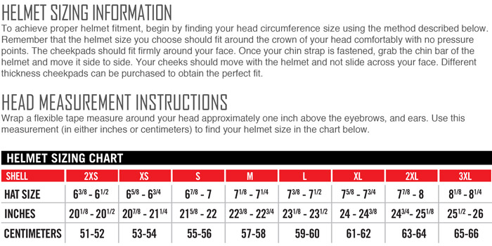 Icon Helmet Size Chart
