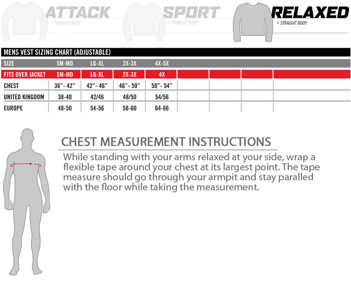 Icon Jacket Size Chart