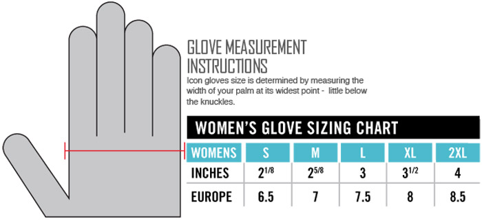 Icon Women's Gloves Size Chart