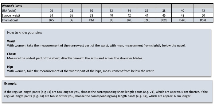 Dxl Size Chart