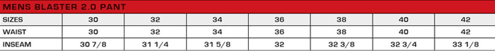 Joe Rocket Mens Blaster 2.0 Pant Size Chart
