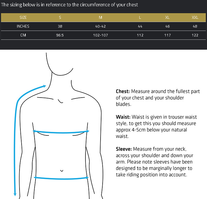 Knox Cold Killers Top Size Chart