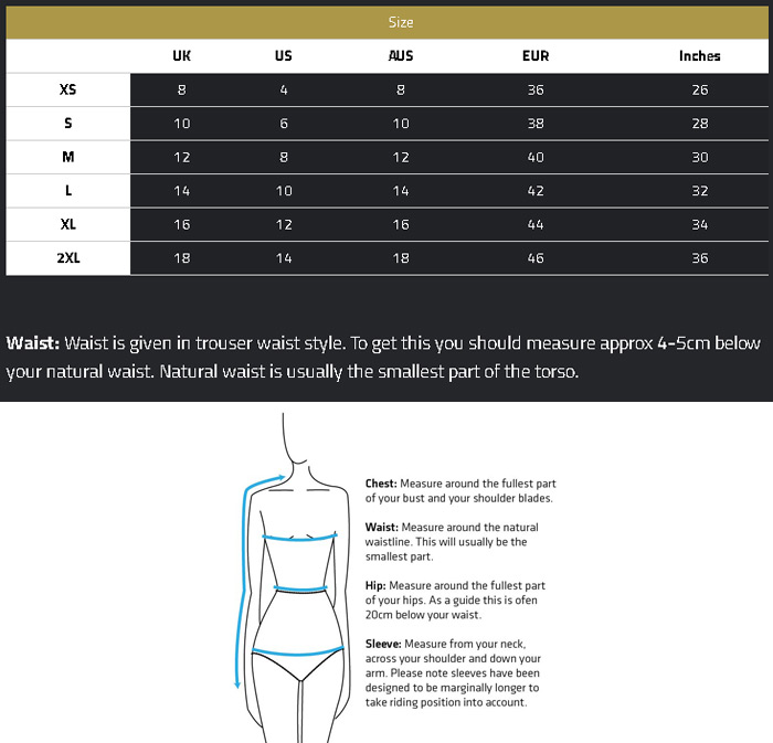 Knox Ladies Jeans Size Chart