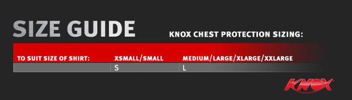 Knox Warrior Size Chart