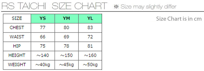 RS Taichi GP-X S208 Youth Race Suit Size Chart
