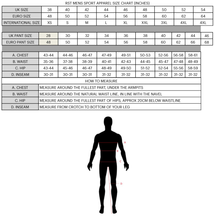 Rst Trousers Size Chart