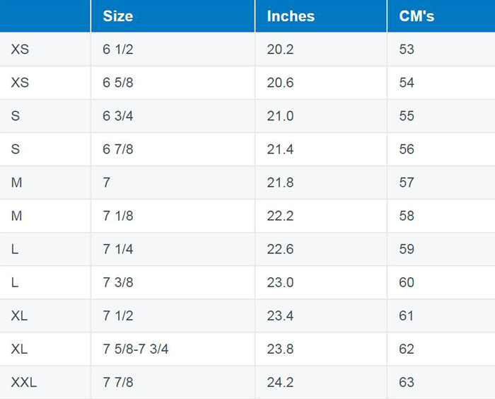 Reevu Helmets Size Chart