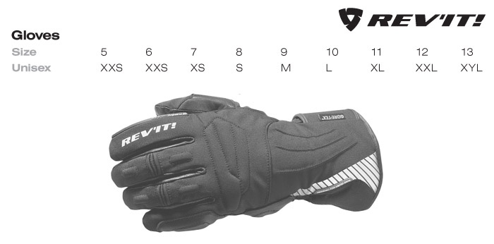 Rev'IT! Gloves Size Chart