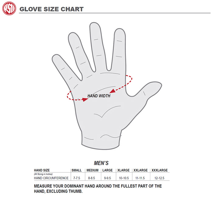 Roland Sands Men's Gloves Size Chart
