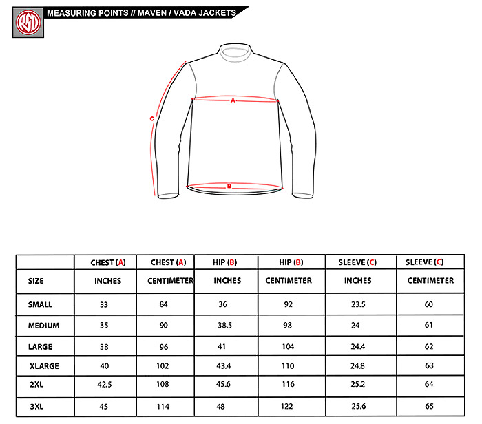 Roland Sands Women's Jacket Size Chart