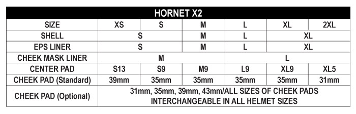 Shoei Size Chart