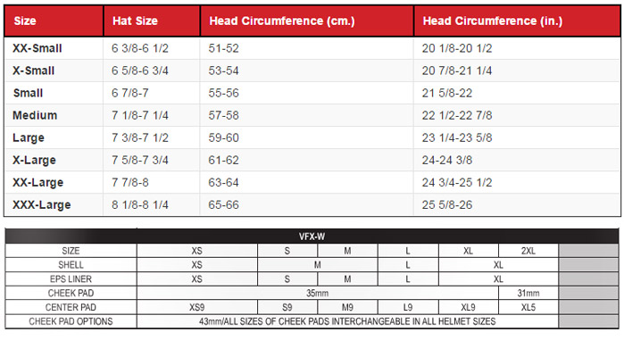 W Size Chart