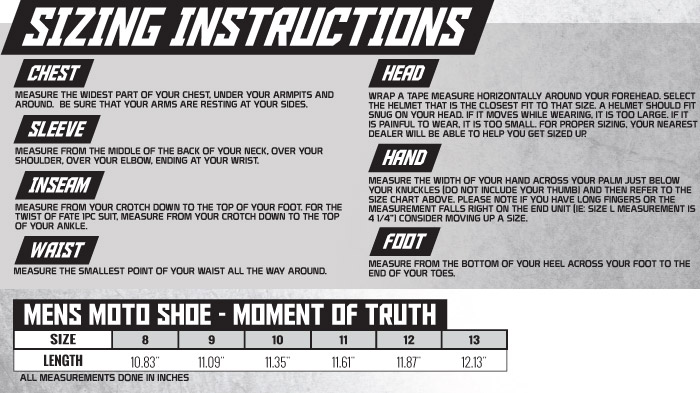 Speed and Strength Men's Moment of Truth Shoes Size Chart