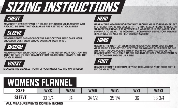 Speed and Strength Women's Flannel Size Chart