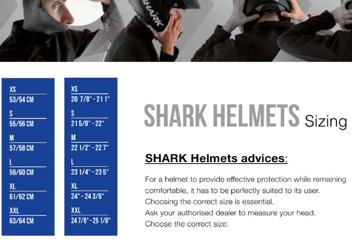 Shark Helmet Size Chart